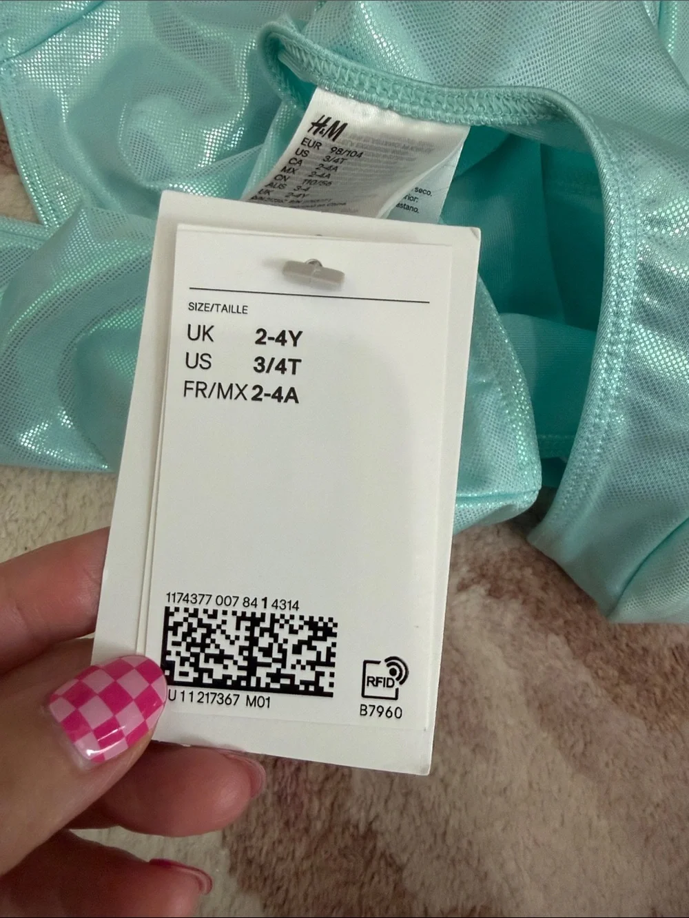 NEW H&M Shimmery Aqua One-Piece Leotard with Bow